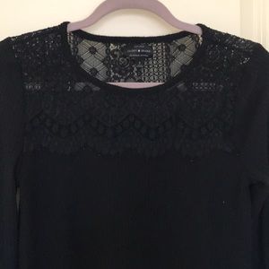 Lucky Brand Lacy Black LS Flowy Top